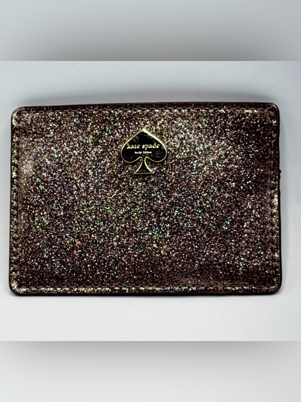 Kate Spade New York Rose Gold Glitter Card Holder Slim Wallet Credit Card Case